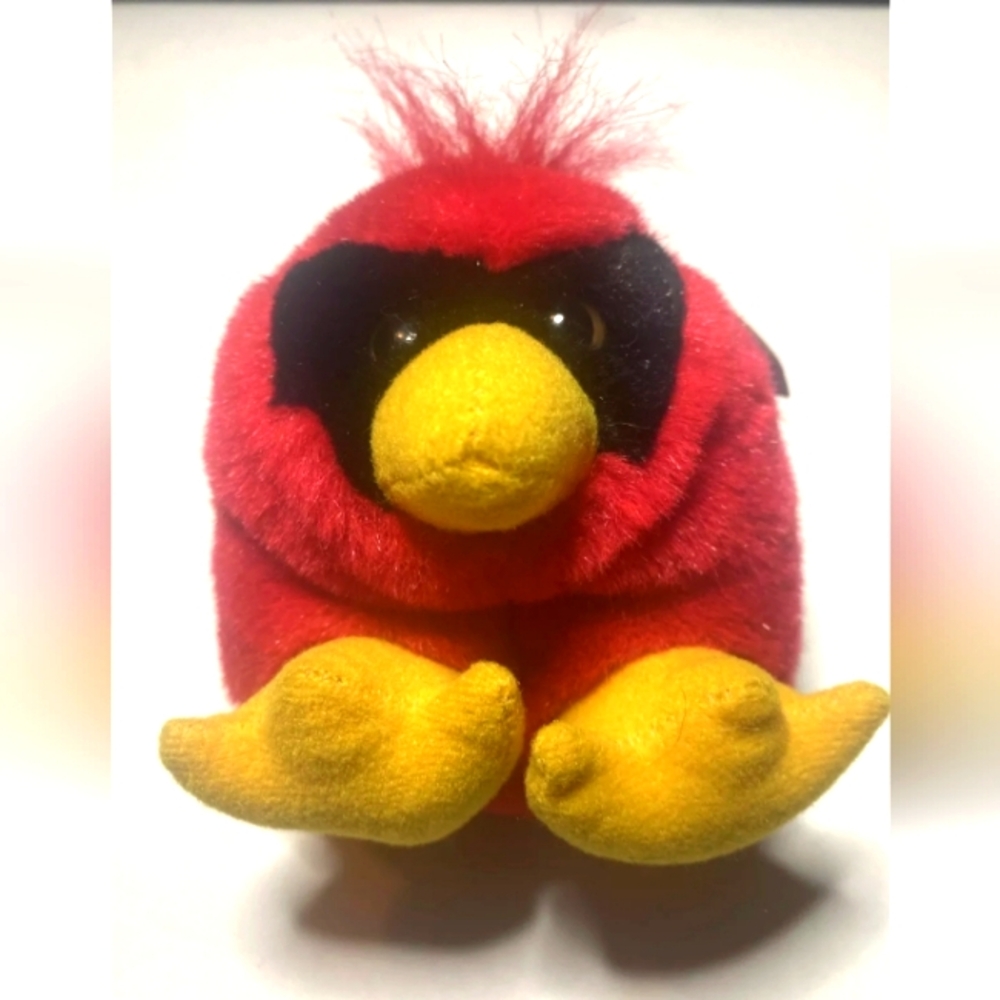Vtg 1994 Swibco Puffkins Casey the Cardinal Red Bird 5" Plush Stuffed Animal